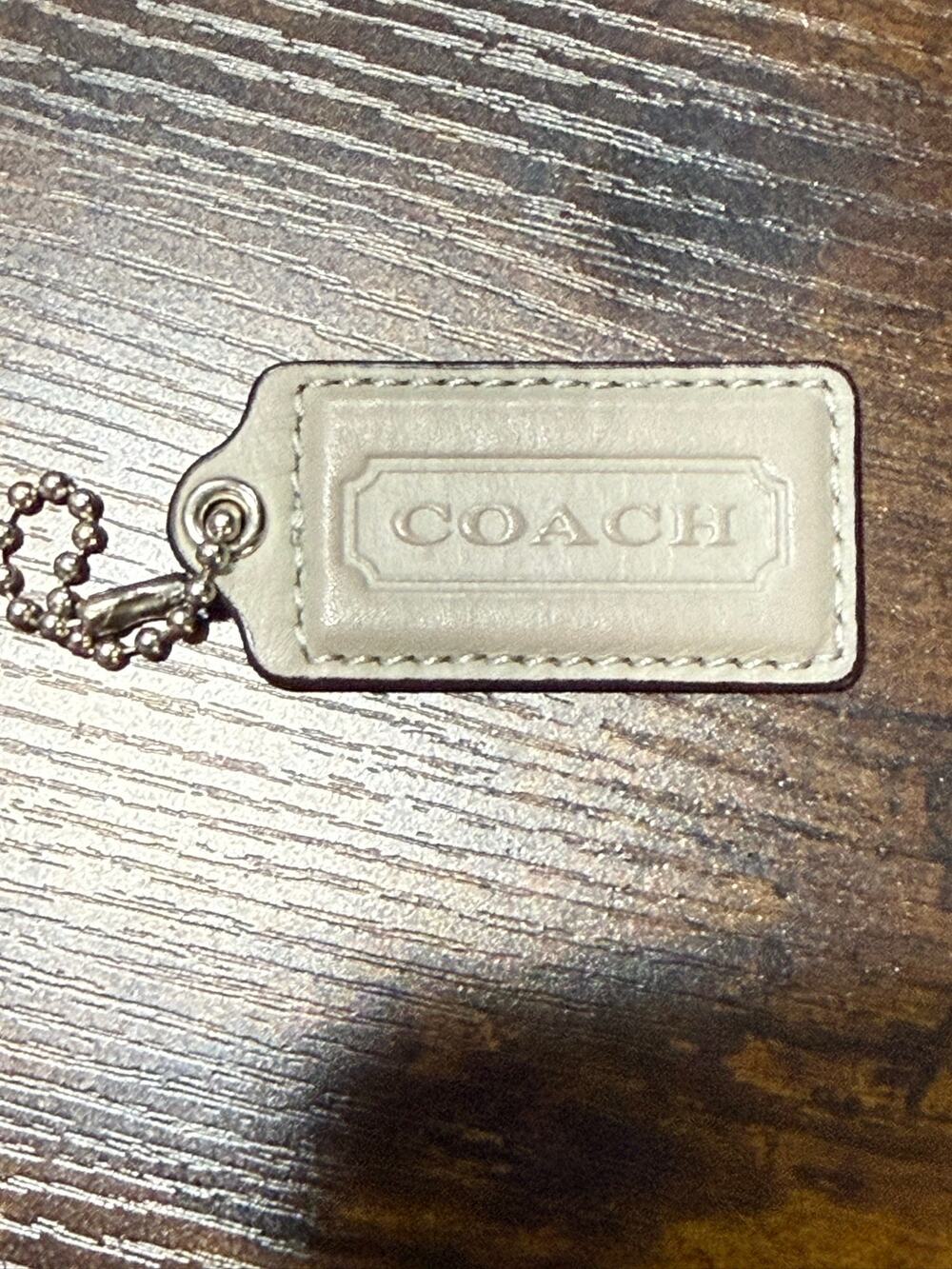 Coach Light Grey Ivory Smooth Leather Hangtag Keychain Fob ReplacementFrame Logo